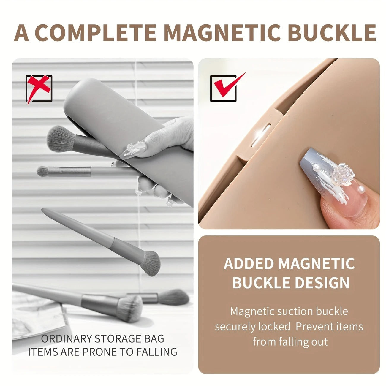 Makeup Brush Holder with Magnetic Closure