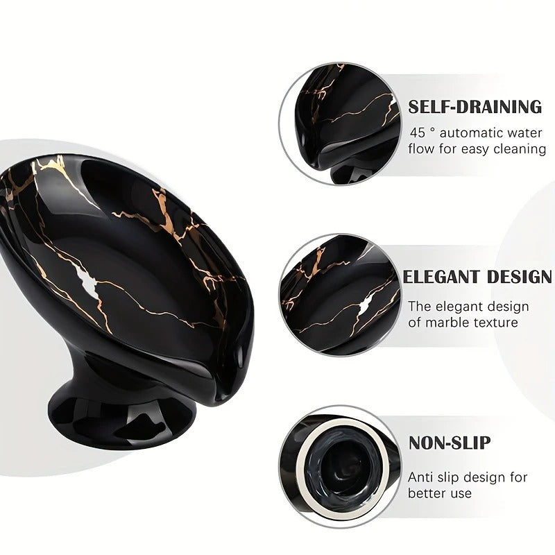 Marble-Patterned Ceramic Soap Dish