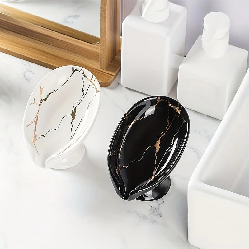 Marble-Patterned Ceramic Soap Dish