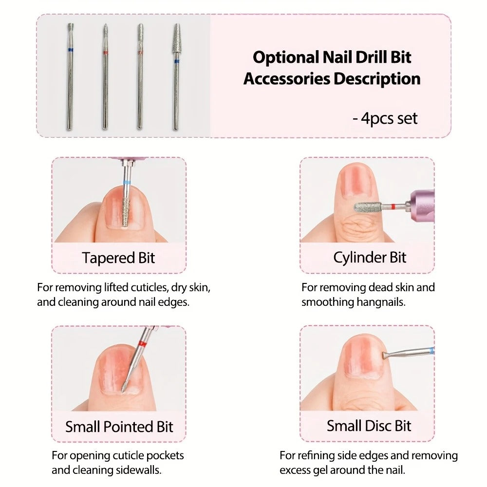 Electric Nail Drill With 5 Attachment Drill Bits