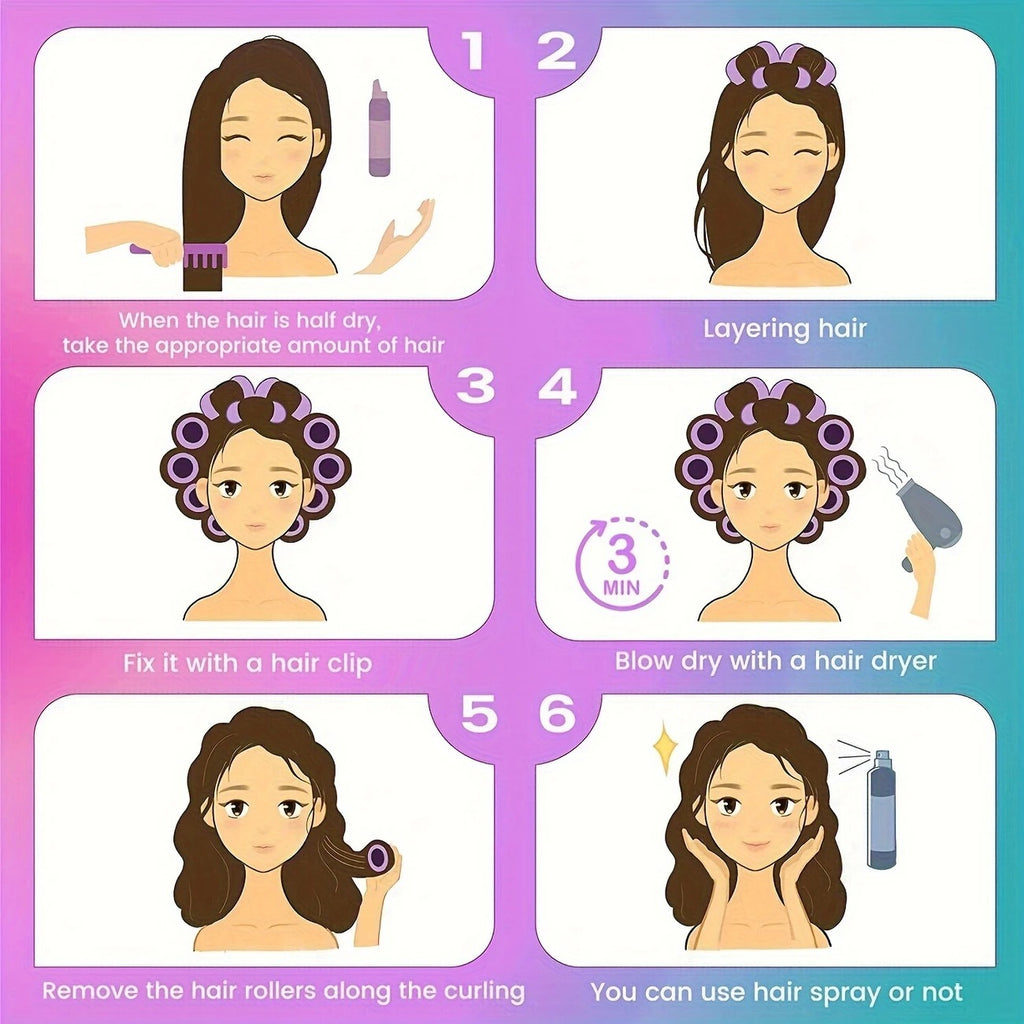 24pcs Self-Adhesive Curling Iron & Clip Set